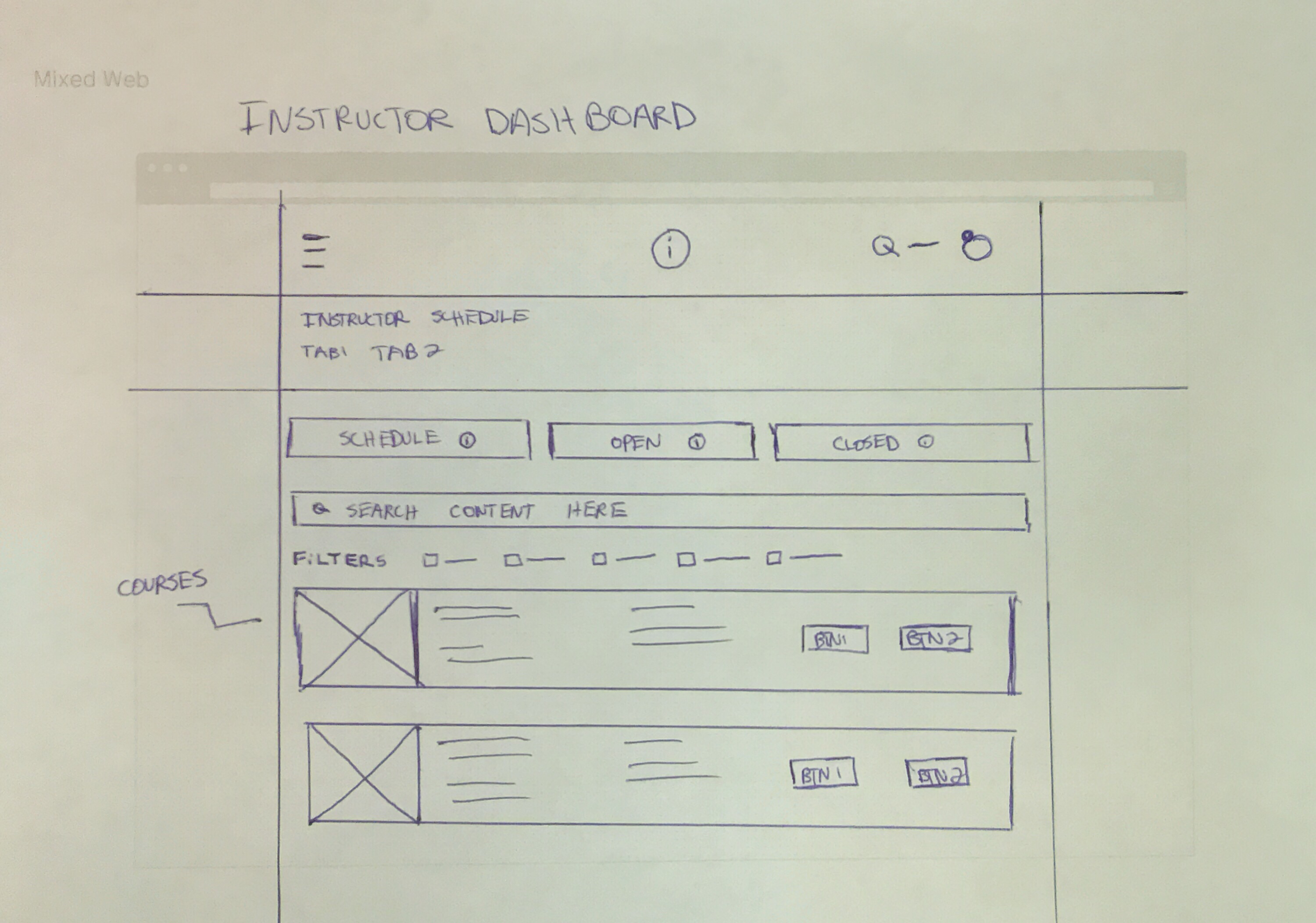 Instructor Dashboard Sketch
